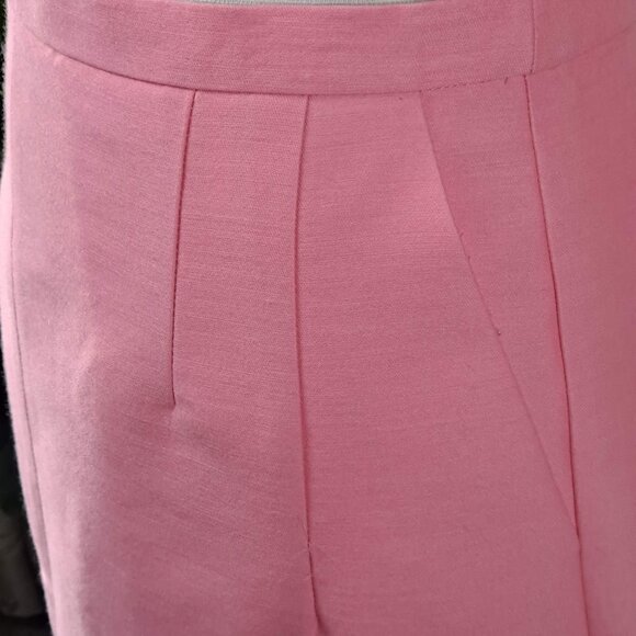 J Crew Collection Size 4 Coral/Pink Mini Skirt Wool/Silk Blend Back Zip EUC - Picture 3 of 9